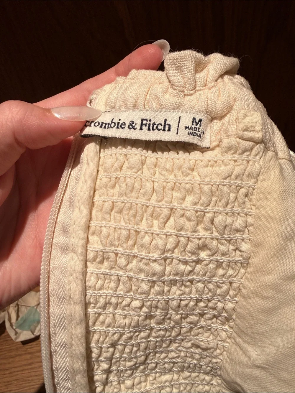 Abercrombie & Fitch Strapless Drop Waist Linen-Blend Cream Maxi Dress